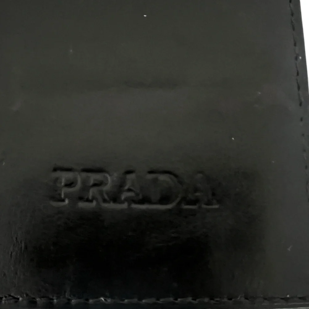 Prada card wallet black calfskin smooth leather 6” x4” vintage